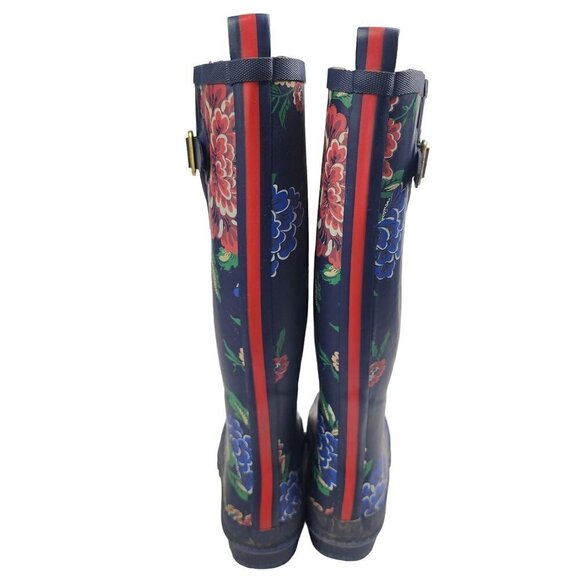 Joules Tall Rain Boots R Welly Print Navy Blue Floral Waterproof Women's 5 - Picture 5 of 13